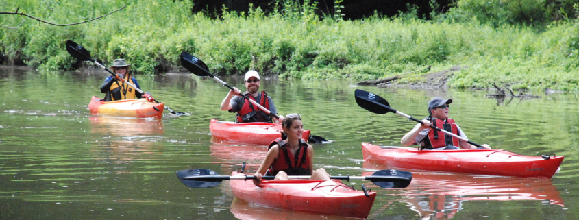 Kayakers on the water in Mahoning County.