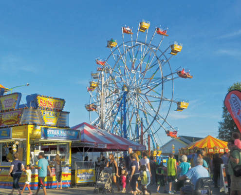 Vendors and rides from the Canfield Fair at the Canfield Fairgrounds.