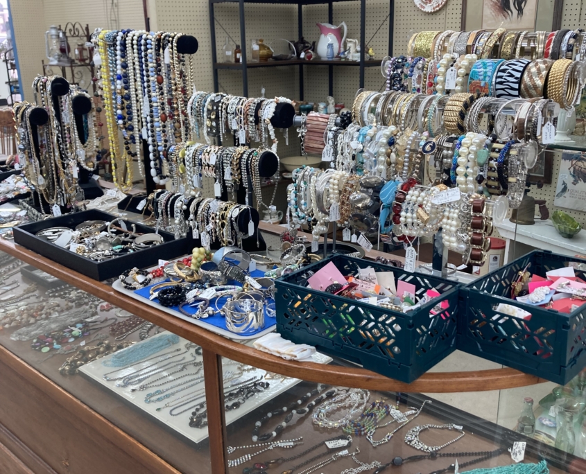 Jewelry on sale at Mr. Darby's Vintage and Antiques.