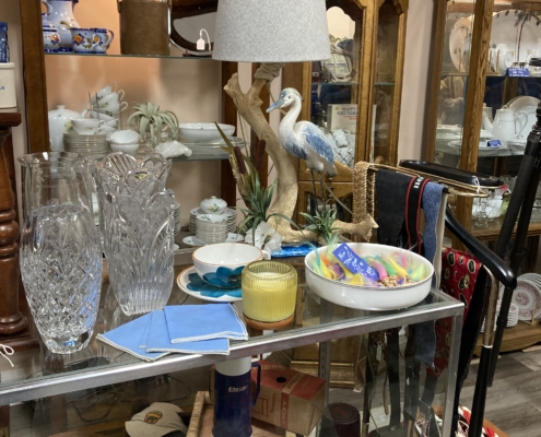Antiques and collectibles on sale at Blue Heron Antiques Store